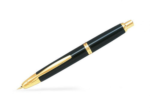 Pilot Capless Gold Accent Fountain Pen Black Barrel Fine Nib
