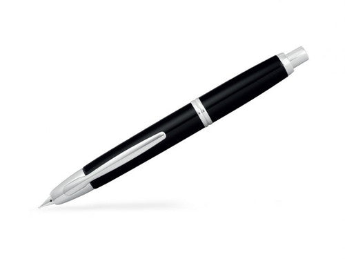 Pilot Capless Silver Accent Fountain Pen Black Barrel Medium Nib