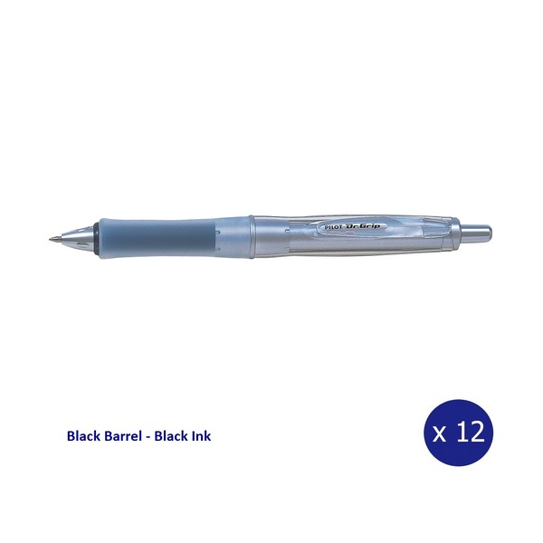 Pilot Dr Grip Advance Retractable Ballpoint Pen Medium Black Barrel Black Ink Box of 12