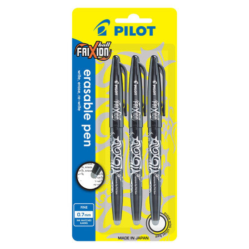 Pilot FriXion Ball Erasable Rollerball Gel Pen Fine Black Pack 3 Box of 6