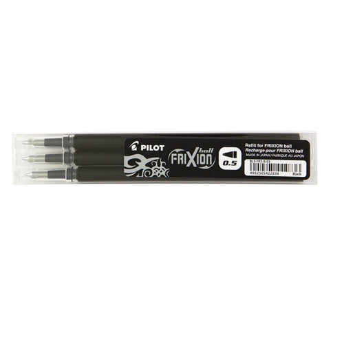 Pilot FriXion Ball Refill 0.5mm Black Pack of 3