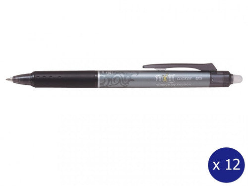 Pilot FriXion Clicker Erasable Retractable Gel Pen Extra Fine Black Box of 12