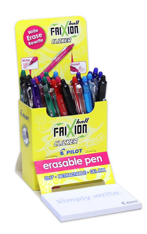 Pilot FriXion Clicker Erasable Retractable Gel Pen Fine Assorted Rocket Display 24