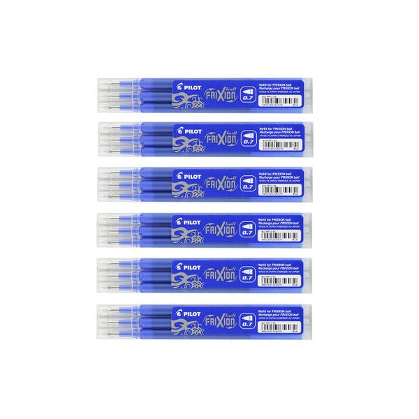 Pilot FriXion Erasable Gel Refill 0.7mm Blue Pack 3 Box of 6