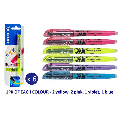 Pilot FriXion Light Erasable Highlighter Chisel Tip Assorted Pack of 6