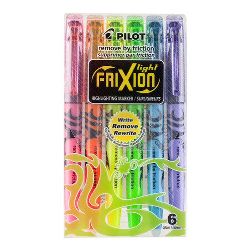 Pilot FriXion Light Erasable Highlighter Chisel Tip Assorted Wallet of 6
