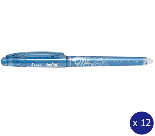 Pilot FriXion Point Erasable Gel Pen Extra Fine Light Blue Box of 12
