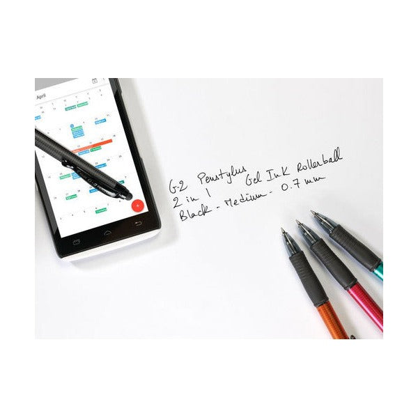 Pilot G-2 Penstylus Gel Pen 0.7mm Gold Barrel Black Ink Box of 12 – view 3