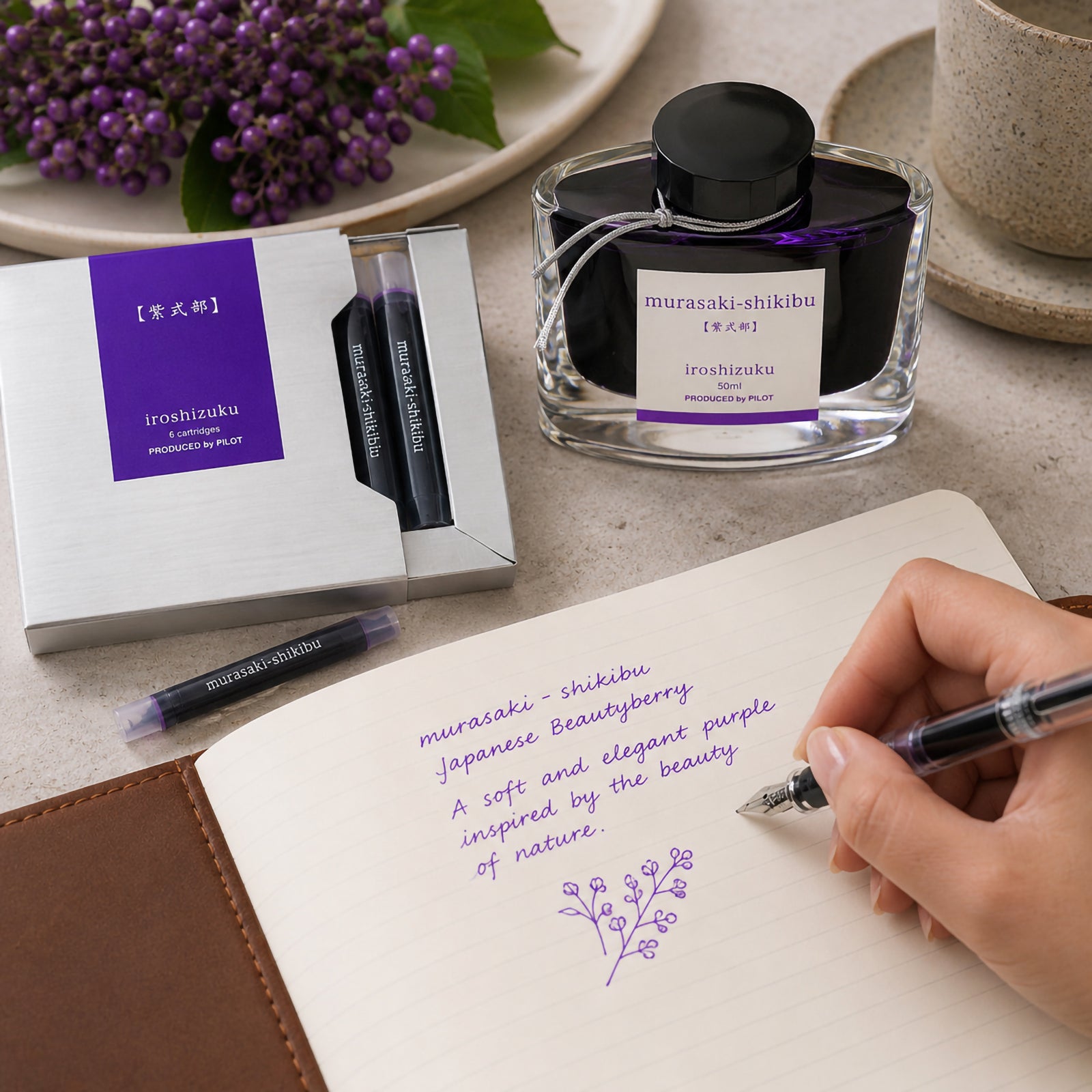 Pilot Iroshizuku Fountain Pen Ink Cartridge Japanese Beautyberry (Murasaki-shikibu) Pack 6 – view 6