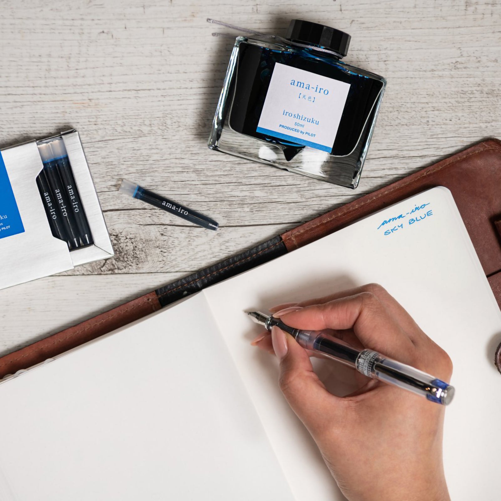 Pilot Iroshizuku Fountain Pen Ink Cartridge Sky Blue (Ama-iro) Pack 6 – view 3
