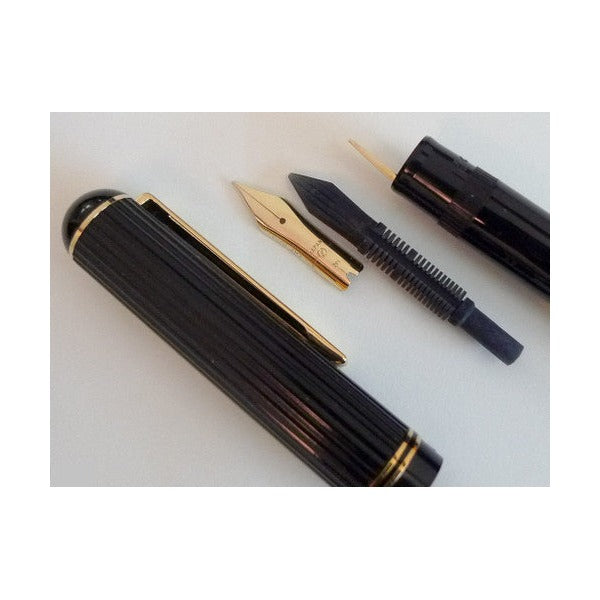 Pilot Justus 95 Fountain Pen Black Stripe Barrel 14K Gold Fine Nib – view 3