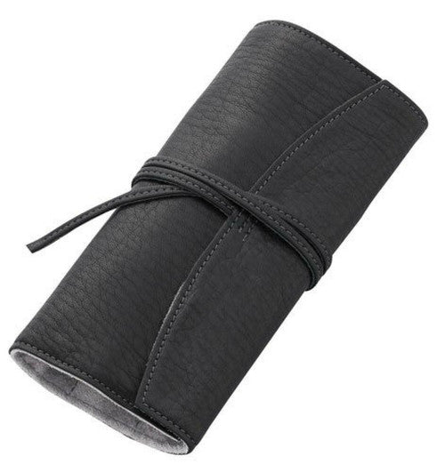 Pilot Pensemble 5 Pen Leather Pouch Roll Black and Grey