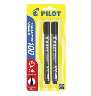 Pilot Permanent Marker Bullet Tip 1.0mm Black 2 Pack