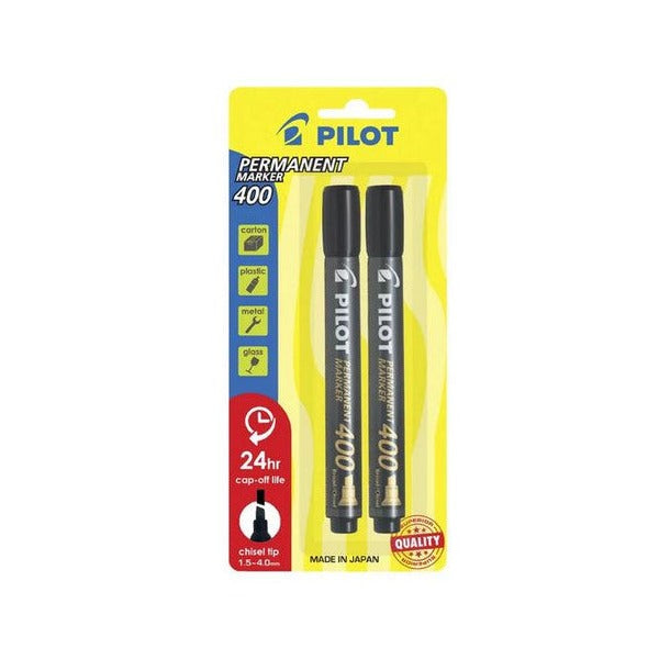 Pilot Permanent Marker Chisel Tip Black 2 Pack