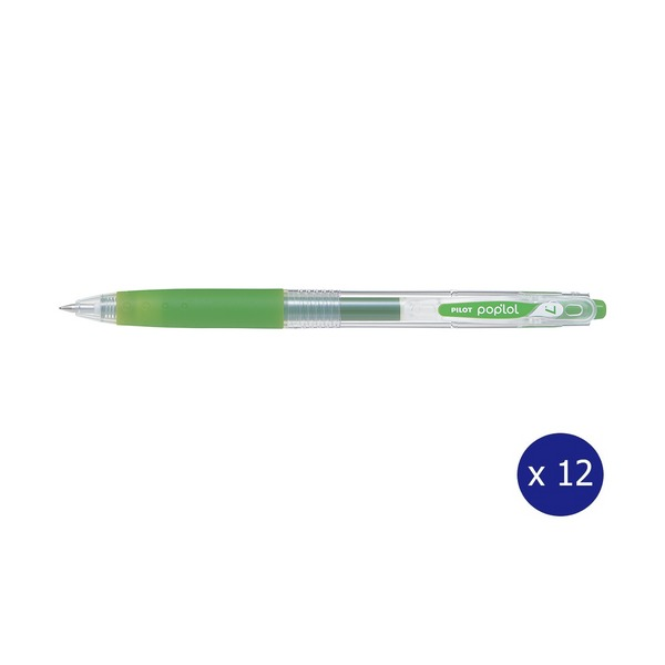Pilot Poplol Retractable Gel Pen 0.7mm Apple Green Box of 12