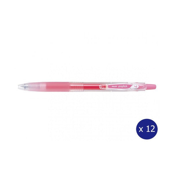 Pilot Poplol Retractable Gel Pen 0.7mm Baby Pink Box of 12