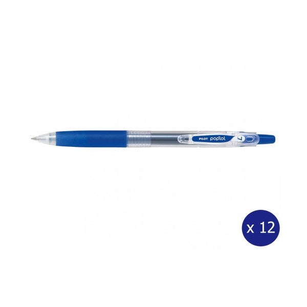 Pilot Poplol Retractable Gel Pen 0.7mm Blue Box of 12