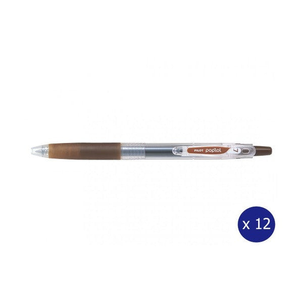 Pilot Poplol Retractable Gel Pen 0.7mm Coffee Brown Box of 12