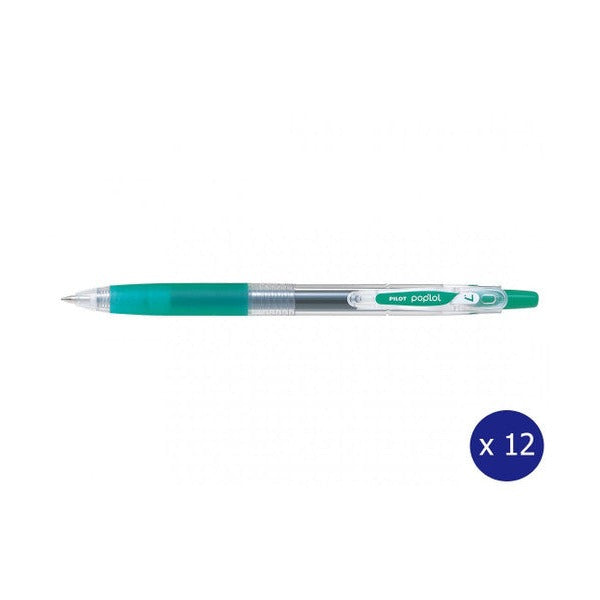 Pilot Poplol Retractable Gel Pen 0.7mm Green Box of 12