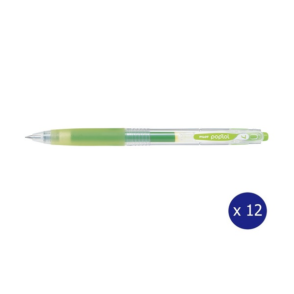 Pilot Poplol Retractable Gel Pen 0.7mm Leaf Green Box of 12