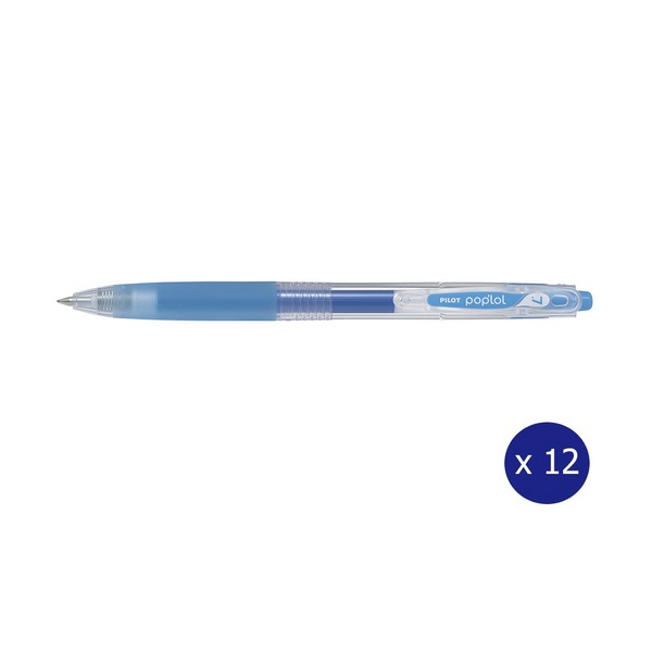 Pilot Poplol Retractable Gel Pen 0.7mm Light Blue Box of 12