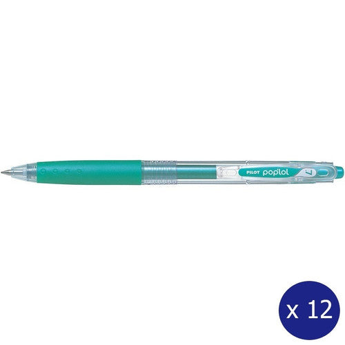 Pilot Poplol Retractable Gel Pen 0.7mm Metallic Green Box of 12