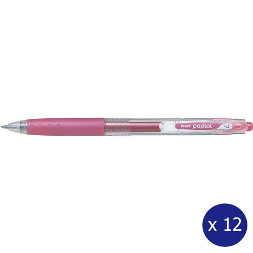 Pilot Poplol Retractable Gel Pen 0.7mm Metallic Pink Box of 12