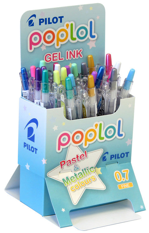Pilot Poplol Retractable Gel Pen 0.7mm Pastel and Metallic Assorted Display 24