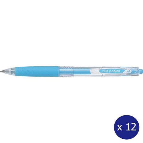 Pilot Poplol Retractable Gel Pen 0.7mm Pastel Blue Box of 12