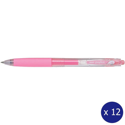 Pilot Poplol Retractable Gel Pen 0.7mm Pastel Pink Box of 12