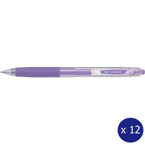 Pilot Poplol Retractable Gel Pen 0.7mm Pastel Violet Box of 12