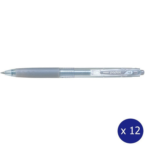 Pilot Poplol Retractable Gel Pen 0.7mm Silver Box of 12
