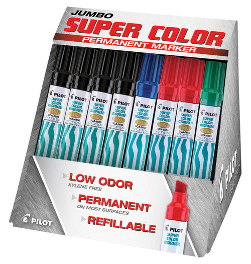 Pilot Super Colour Permanent Marker Chisel Jumbo Assorted Box of 12