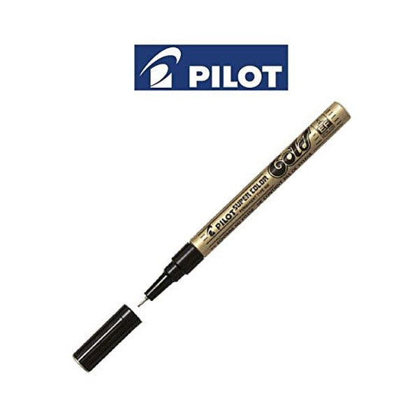 Pilot Super Colour Permanent Metallic Marker Bullet Extra Fine Gold Box of 12 – view 2