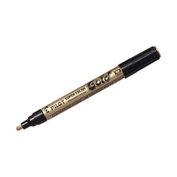 Pilot Super Colour Permanent Metallic Marker Bullet Medium Gold Box of 12 – view 2