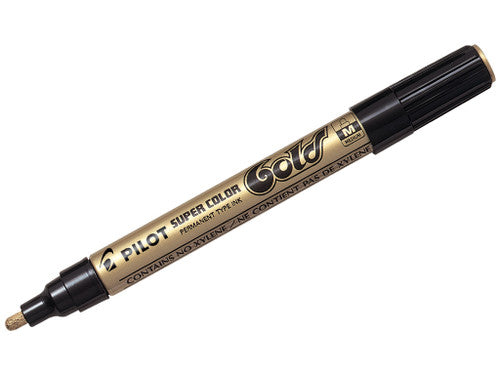 Pilot Super Colour Permanent Metallic Marker Bullet Medium Gold Box of 12 – view 2
