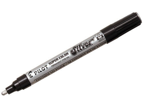 Pilot Super Colour Permanent Metallic Marker Bullet Medium Silver Box of 12 – view 2