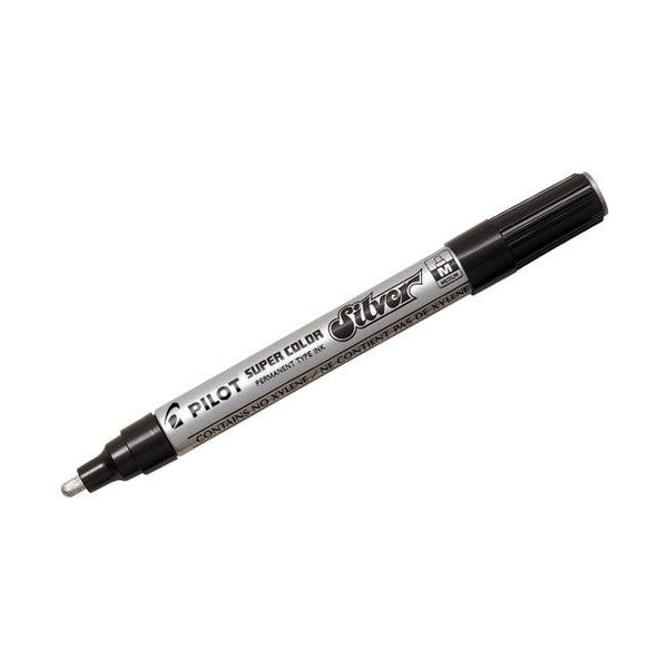 Pilot Super Colour Permanent Metallic Marker Bullet Medium Silver Box of 12 – view 2