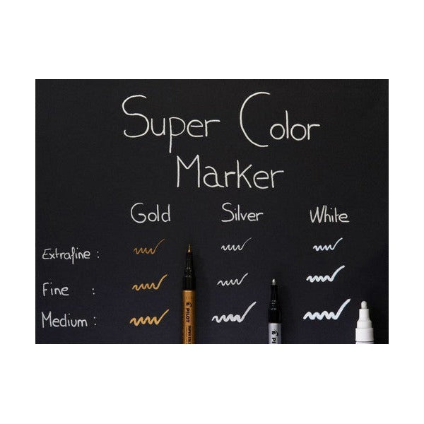 Pilot Super Colour Permanent Metallic Marker Bullet Medium Silver Box of 12 – view 3