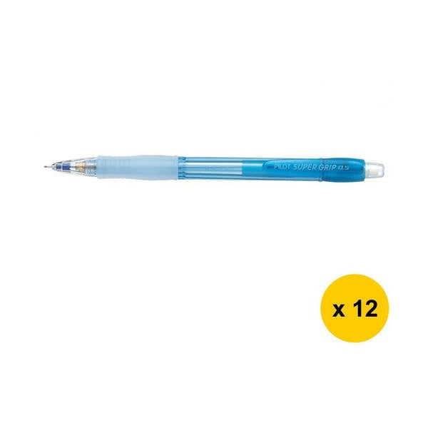 Pilot Super Grip Mechanical Pencil 0.5mm Lead Neon Blue Barrel Box of 12