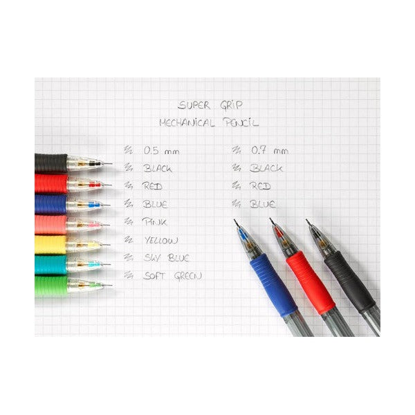 Pilot Super Grip Mechanical Pencil 0.5mm Lead Neon Red Barrel Box of 12 – view 3