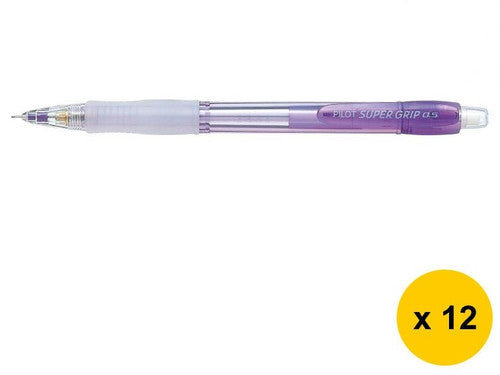 Pilot Super Grip Mechanical Pencil 0.5mm Lead Neon Violet Barrel Box of 12