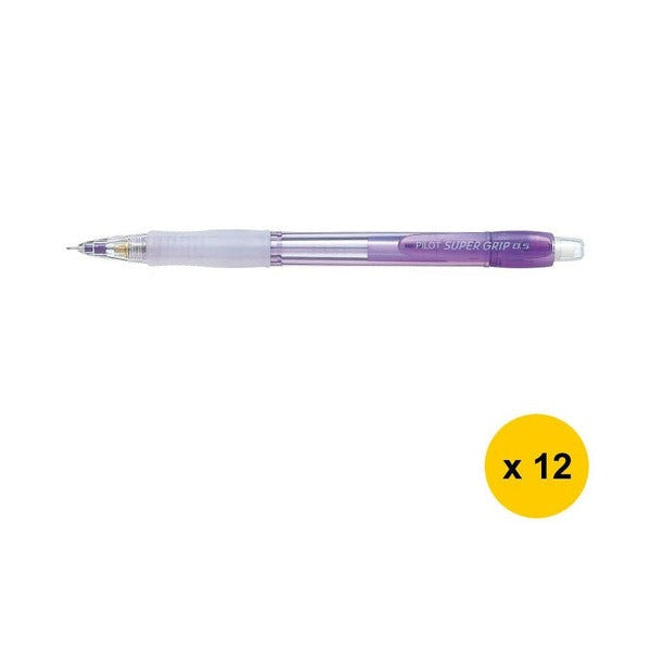 Pilot Super Grip Mechanical Pencil 0.5mm Lead Neon Violet Barrel Box of 12