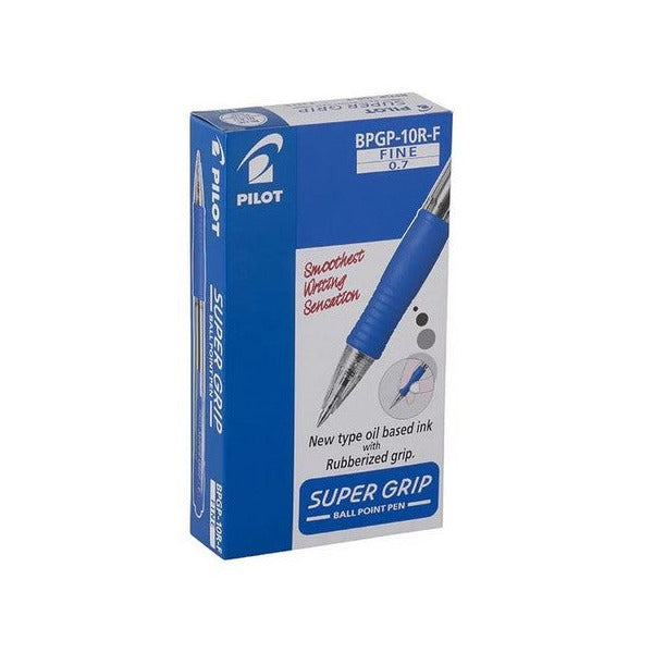 Pilot Super Grip Retractable Ballpoint Pen Fine Blue Box of 12