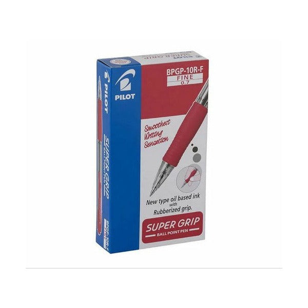 Pilot Super Grip Retractable Ballpoint Pen Fine Red Box of 12
