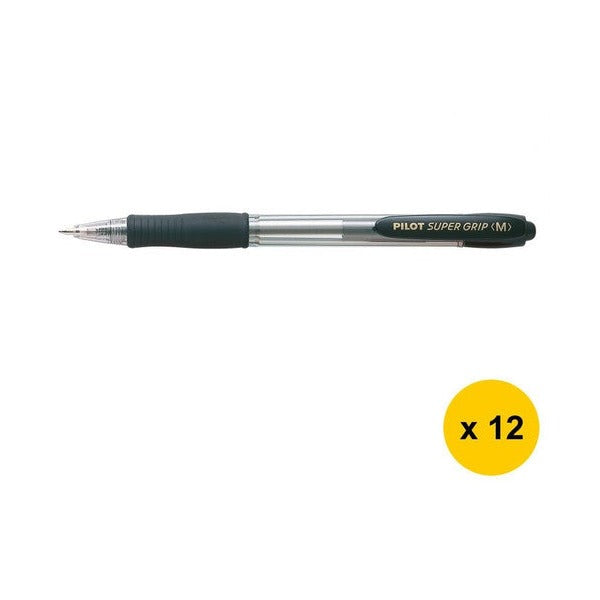 Pilot Super Grip Retractable Ballpoint Pen Medium Black Box of 12 – view 2