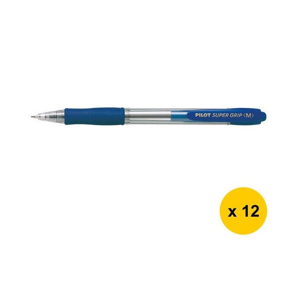 Pilot Super Grip Retractable Ballpoint Pen Medium Blue Box of 12 – view 2