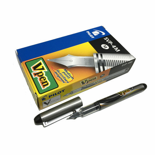 Pilot Vpen Disposable Fountain Pen Black Medium Nib Box of 12 – view 2