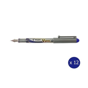 Pilot Vpen Disposable Fountain Pen Blue Medium Nib Box of 12