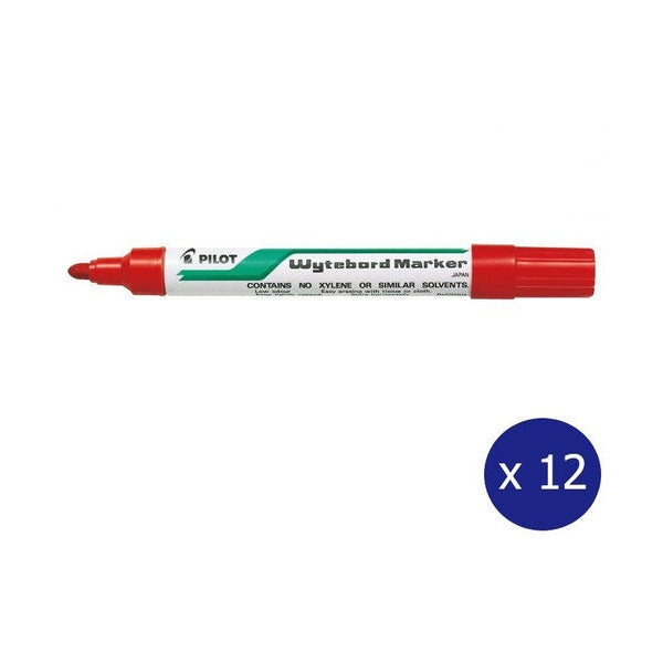 Pilot Wytebord Marker Bullet Tip 4mm Red Box of 12